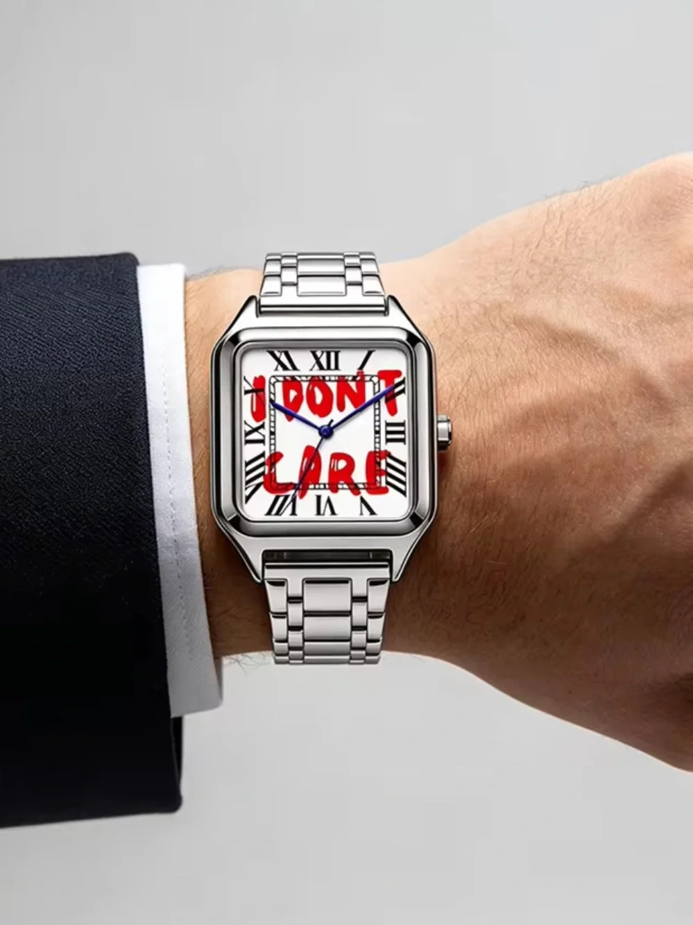 Silver Square Stainless Smartwatch with White Dial - Contemporary Design